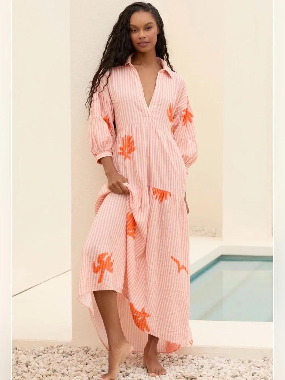 Carolita Printed Tiered Shirt Dress by Celandine: Daniella Manini Edition M NWT - Picture 1 of 16